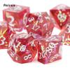 7 Pcs Red Resin White Number Sharp Edge Dice Polyhedral Dice Suitable For Role-Playing Dice PropBoard Game