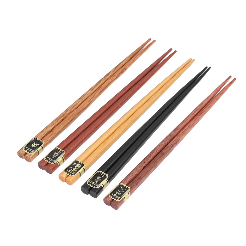 Chopsticks Set 5 Different Colors Natural Wood Antislip Design Feel Comfortable Chopsticks