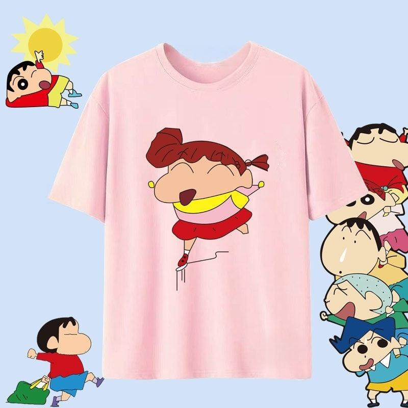 Crayon Shin Chan Shinnosuke Shiro Hug Print T Shirt Women Oversized Cute Cartoon Short Sleeve Casual Tee Top