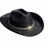 Rhinestone Band Glitter Cowboy Hat Wide Curved Brim Western Cowboy Hat  Festival Accessory