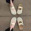 Slippers women's summer outer wear 2025 new summer bag head flat bottom with skirt non-slip mesh one-word buckle with cool slippers