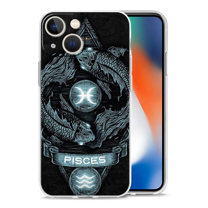 Phone Case For iPhone 16 15 14 13 12 11 Pro Max XS X XR 7 8 Plus soft TPU Clear Cover Aries Leo Libra Pisces Virgo Capricorn