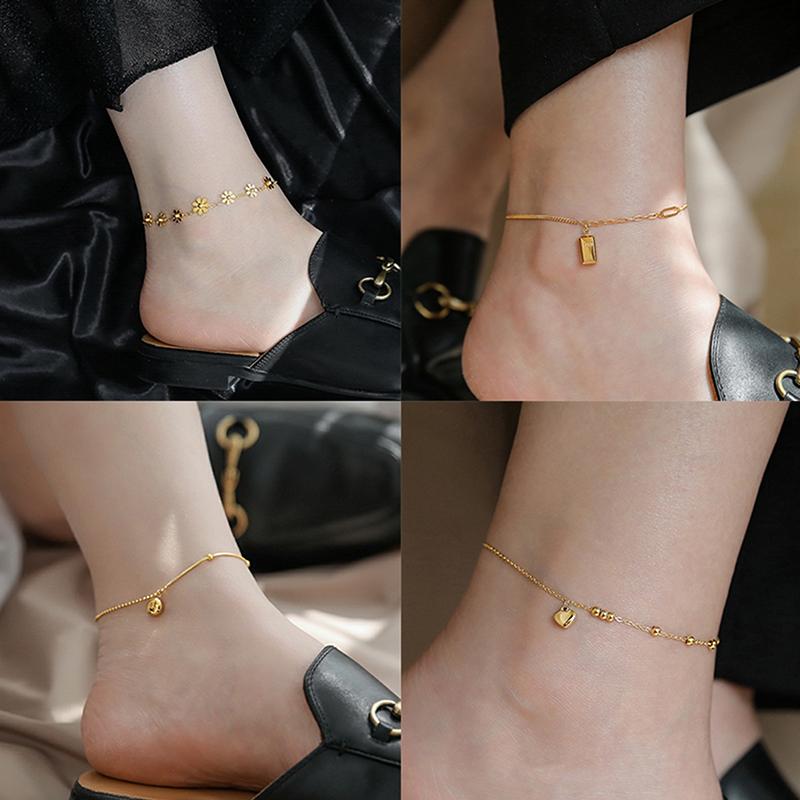 Simple Titanium Steel Anklet Women'S Advanced 18K Anklet  Love Anklet Accessories Gift