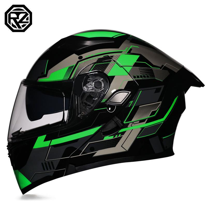 Motorcycle Helmet Peeling Helmet Double Lens Big Tail Locomotive Racing Helmet Running Helmet Men and Women Keep Warm In Winter