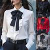 Modische, lässige, einfarbige, langärmlige Blusen und Hemden mit POLO-Ausschnitt für Damen