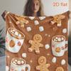 Lebkuchenmann Kakao Tasse Florales Muster Weihnachtliche Kuscheldecke, Warmer Flanell 2D Muster Ganzjahres- Für Sofa Bett Deko & Geschenk