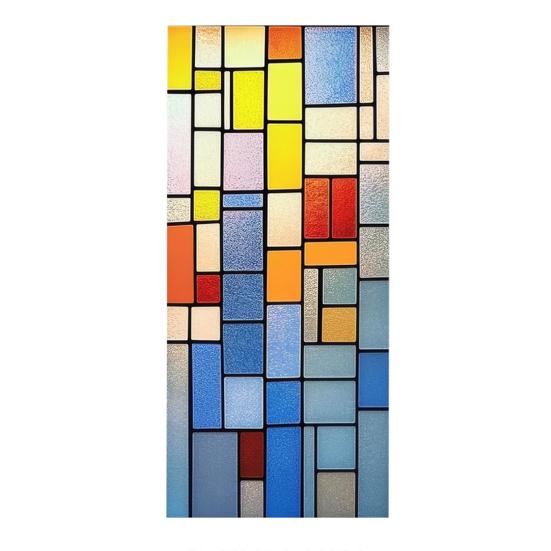 Rainbow Window Film Decorative Static Window Clings Sun Blocking Colorful Decals Removable Privacy Cover for Home Office Bathroom