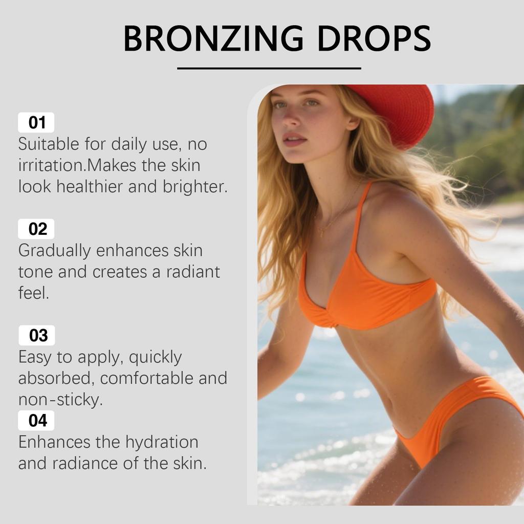 Sunless Tanning Drops Bronzing Drops for Face Gradual Natural-Looking Tan Mixable with Moisturizer Hydrating & Nourishing Vegan