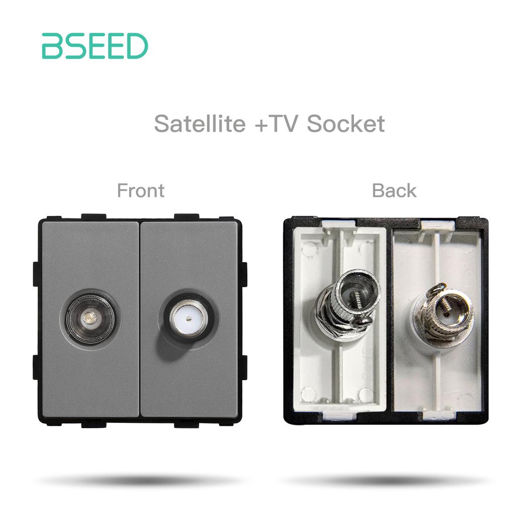 BSEED EU 1/2/3Gang Mechanical Button Switches 1Way Wall Socket Glass Panel Touch Switch Function Parts DIY Free Combination