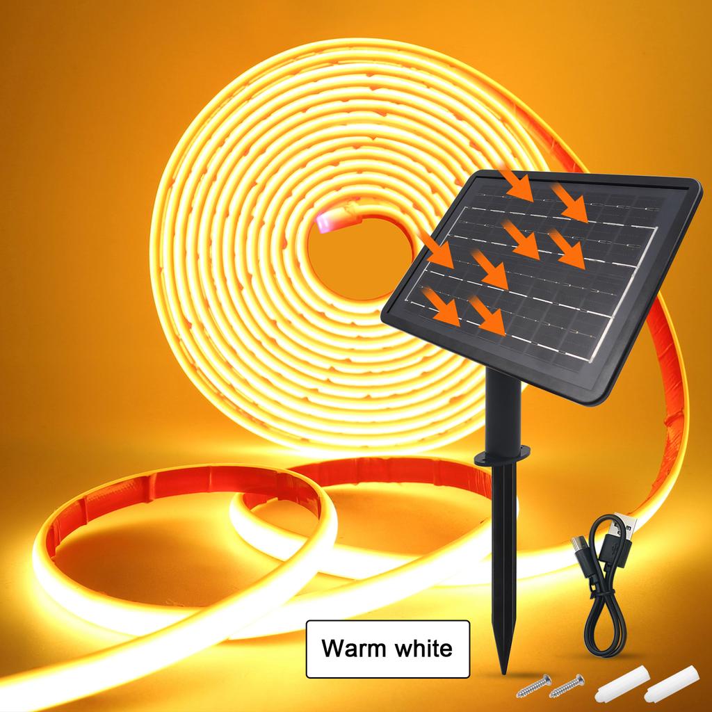 Solar COB Neon Light Strip 24V Ribbon Tape High Density Waterproof Red Green Blue Warm Natural White 320LEDs/M Flex Garden Decor