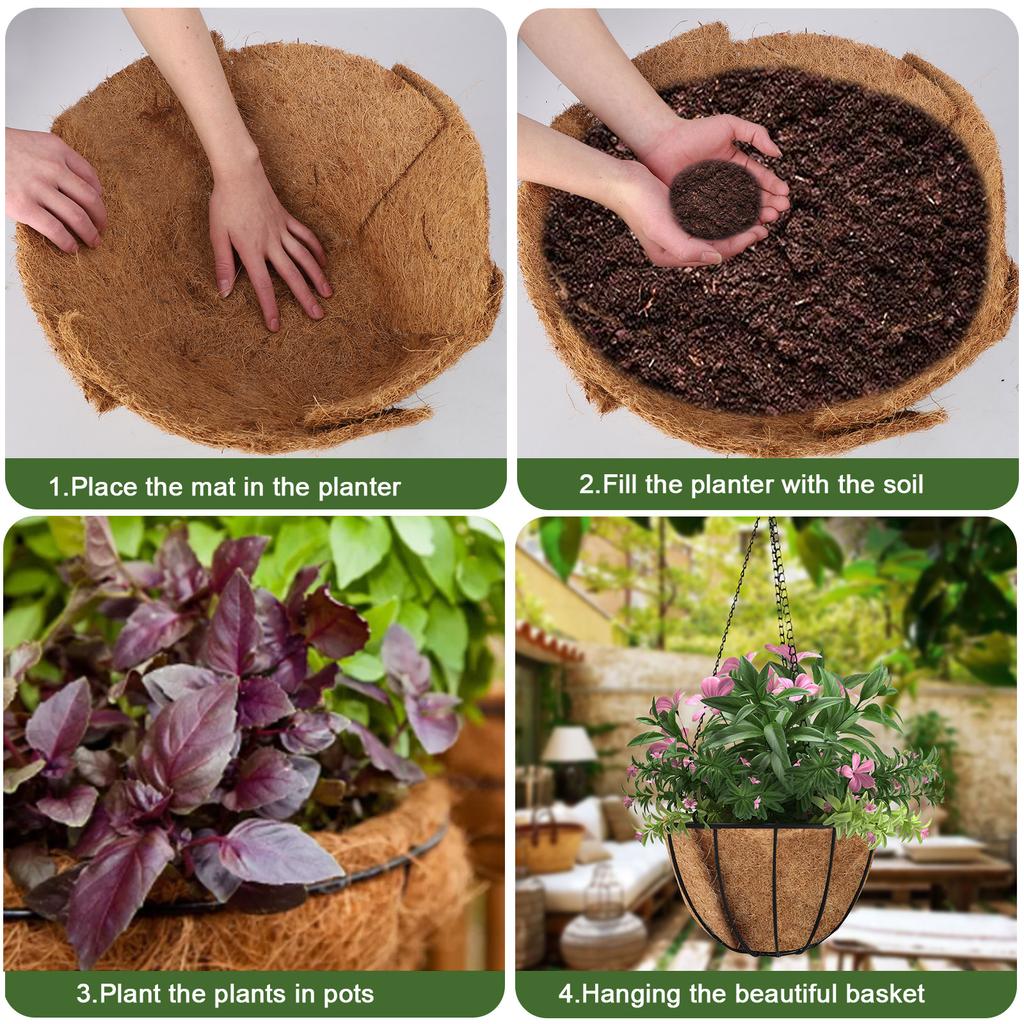 Hanging Basket Coco Liner 61cm Brown Foldable Cuttable Coconut Fiber Planter Liner
