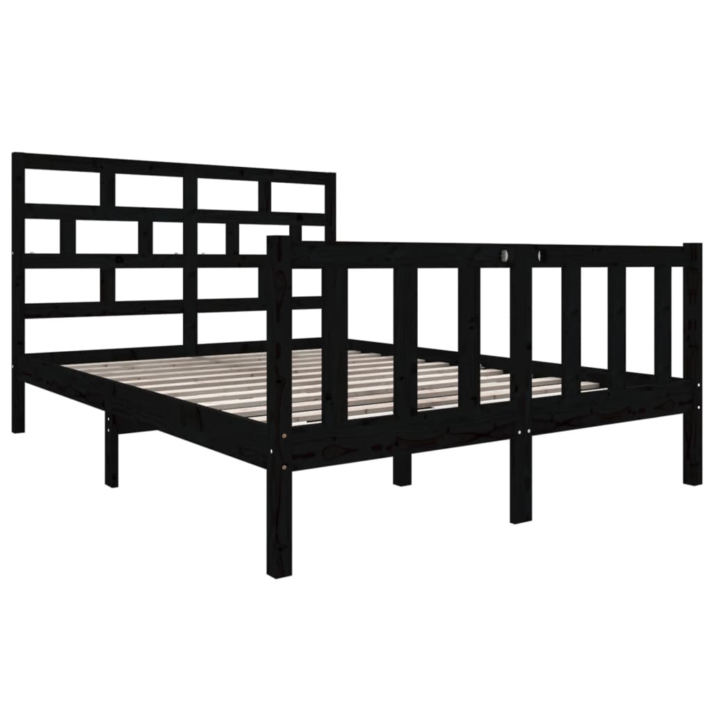 Solid Wood Bed Black Pine 135 x 190 cm