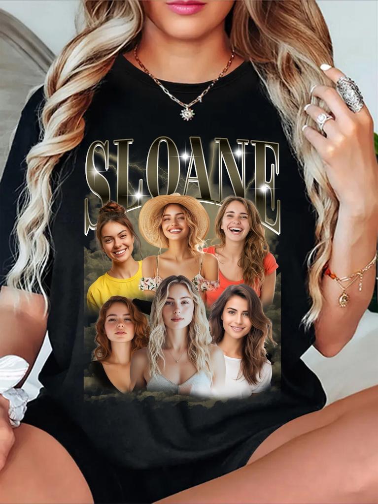 Personalised Bootleg T-Shirt Custom Photo & Name Birthday Party Gift Tee Top