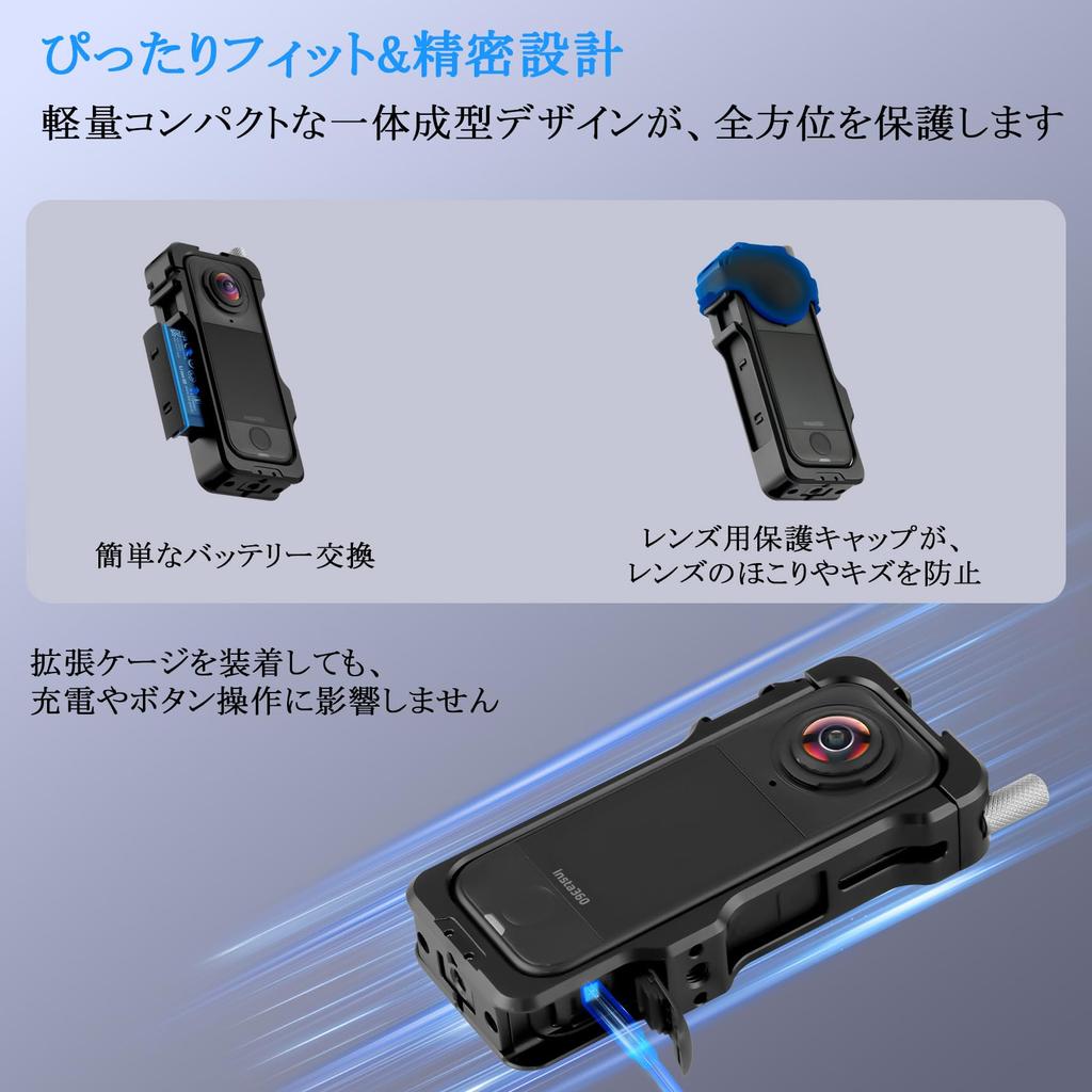 Selens Insta360 X4 Aluminiowa Obudowa Ochronna do Kamery Panoramicznej z Rozszerzeniem Powietrznym, z Ramką Montażową i Śrubową Osłoną Obiektywu, Odporna na Wstrząsy, Kompatybilna z