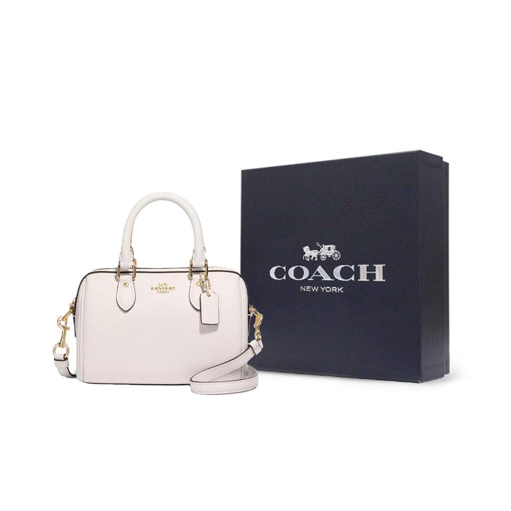 Coach Rowan 18 Metal Logo Zipper Closure Recycled Leather Handheld Shoulder Crossbody Bag Small Women Bags White CV404-IMCHK