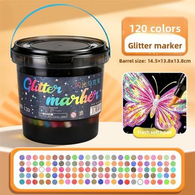 Confezione a Cilindro Penne Pennarelli Glitter, Scintillanti, Miscelabili, Punta Morbida, Non Tossici, Pennarelli Acquerello per Disegno per Bambini per Graffiti