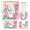 1/4 Mother'S Day Carnation Shower Curtain Set, Shower Curtain With Hooks, Non-Slip Carpet, Toilet U-Shaped Mat, Toilet Seatcover