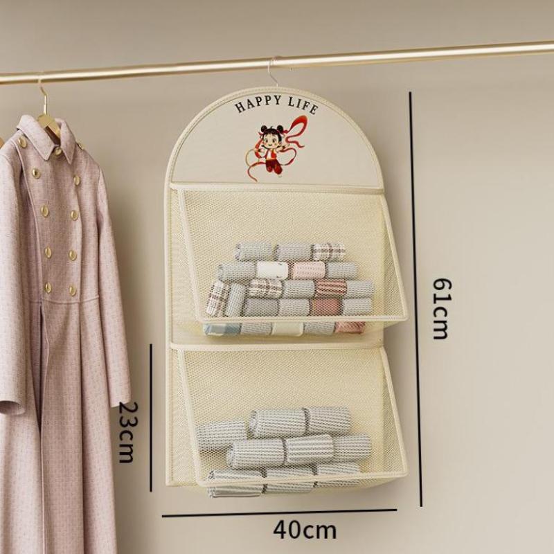 

2/3 слоя большой емкости сетчатый мешок для хранения нижнего белья носков сумка для хранения дышащий органайзер для гардероба с вешалкой для одежды B