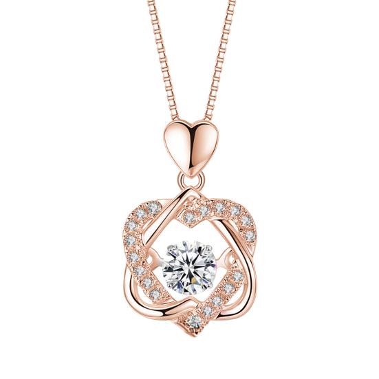 Kvinners Halskjede Dobbelt Hjerte Sammenflettet Rhinestone Dekor Justerbart med Forlengelseskjede Legering Hals Smykker for Ballfest Daglig