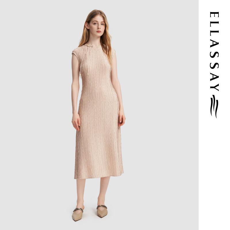 ELLASSAY Pleated Sleeveless A-Line Midi Dress