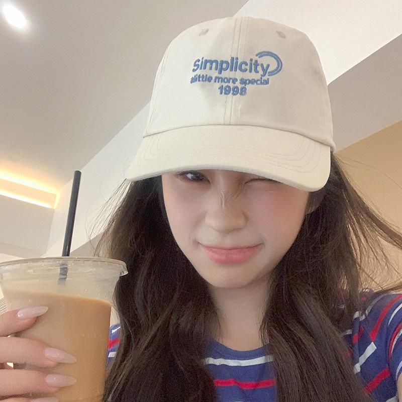 Letter Embroidered Baseball Cap New Korean Baseball Cap Women's Wide Brim Face Letters Sun Protection Baseball Cap