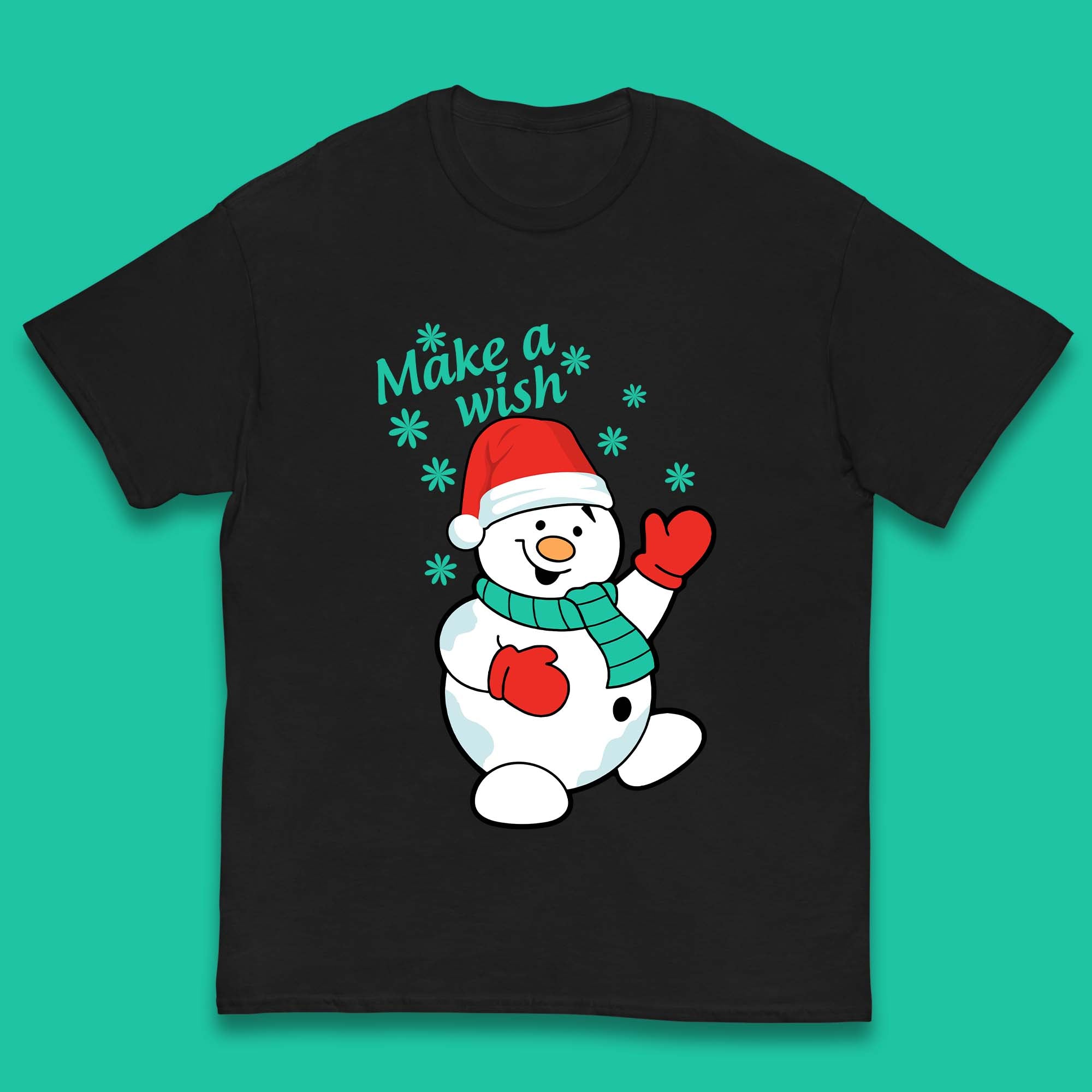 

Make A Wish Snowman Christmas Kids T-Shirt 160