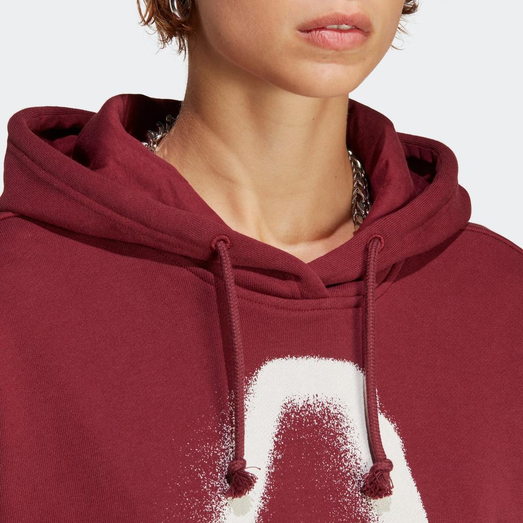 Adidas Originals Trefoil Letter Logo Print Sporty Loose Hoodie Women Hoodie Burgundy IC5236
