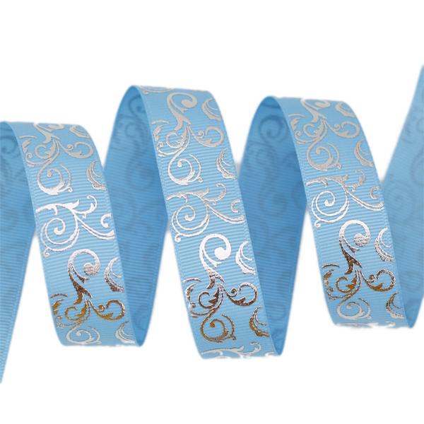 (10 yards/lot) 25mm White Silver Hot stamping grosgrain ribbon gift wedding ribbons