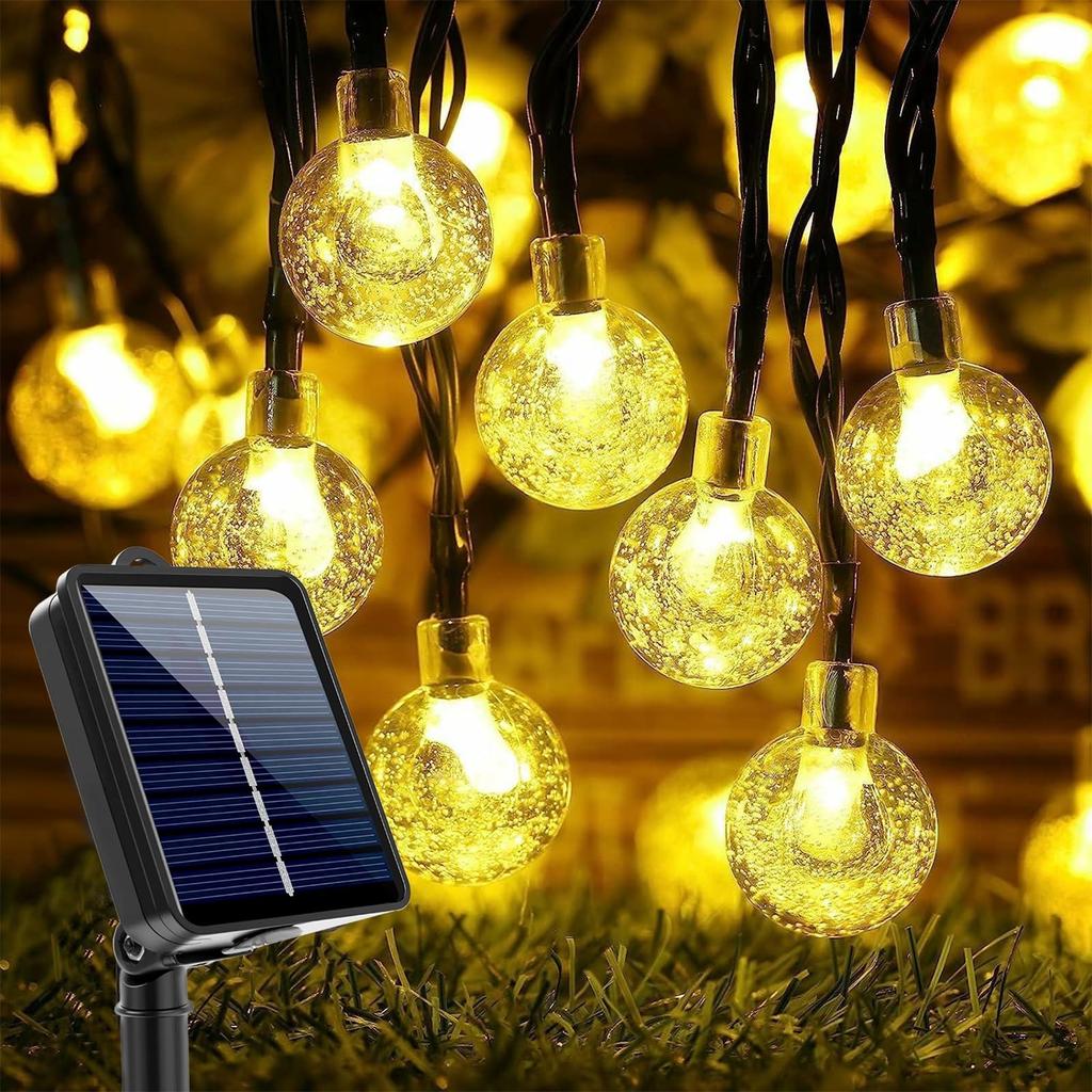 New Solar LED String Illumination Lights Improved Hours of Lithium Battery 50 IP65 8 Automatic at Garden Fairy Outdoor Garden New School Warm Yellow
