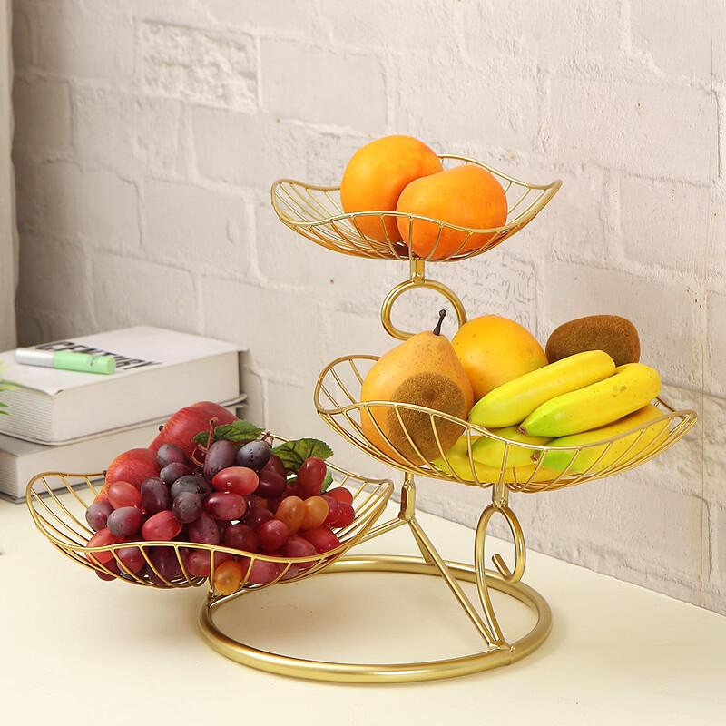Nordic Luxe Golden 3-Tier Metal Fruit Basket