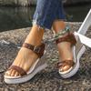 Fashion 2025 Summer Fashion Women's Wedge Heel Sandals Brown Buckle Strap Platform Sandalias Mujer Thick Sole Non Slip Beach Shoes Woman