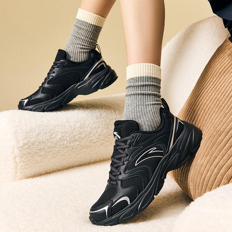 Anta OG800 Simple Fashion Shock Absorbing Non-Slip Breathable Low-Top Casual Shoes Women Casual Shoes Silver Black 922538821-5