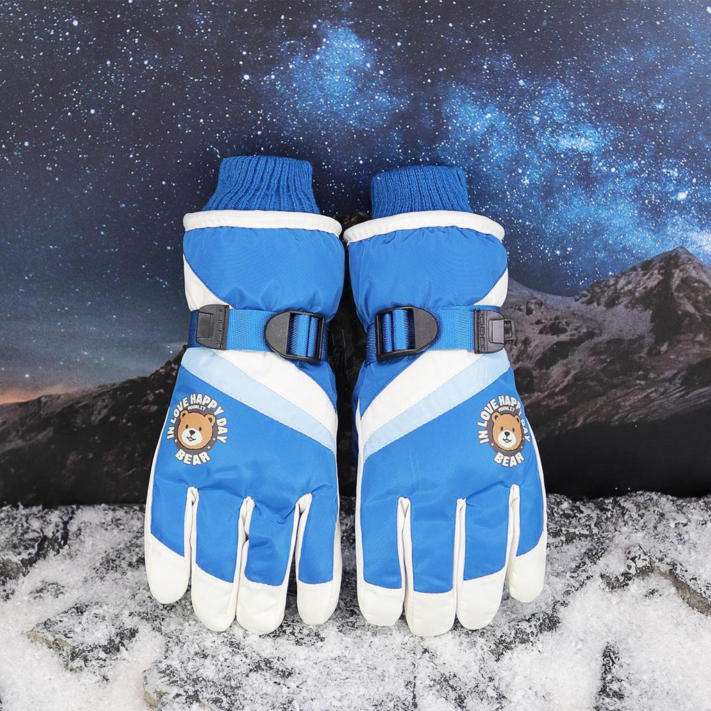 Kids' Cartoon Ski Gloves: Non-Slip, Fleece-Lined, Waterproof, Windproof, Coldproof for Winter Cycling and Snow Play.