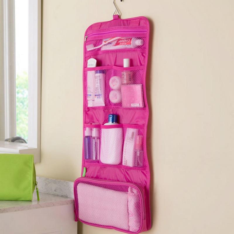 Women' Portable Hanging Travel Toiletry Bag - Compact Folding Cosmetic & Makeup Organizer with Hanging Hook, Lightweight for Airplane, Camping, Gym