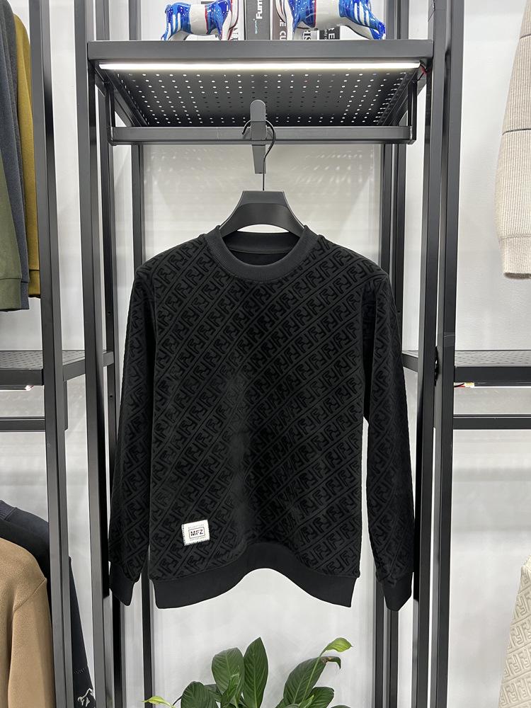Men's Jacquard Design Round Neck Long Sleeve Warm Hooded Sweater