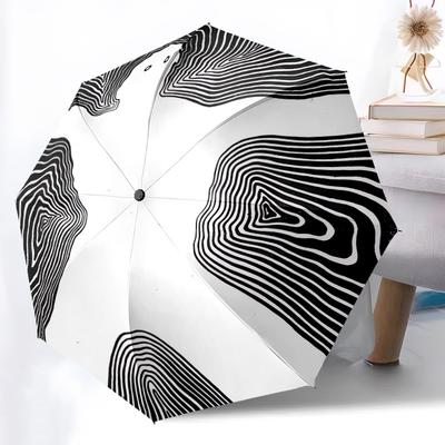 1pc Abstract Patterns Automatic Folding Umbrella with 8-Rib Windproof Design, Portable Foldable Sunshade Umbrella For Halloween 052