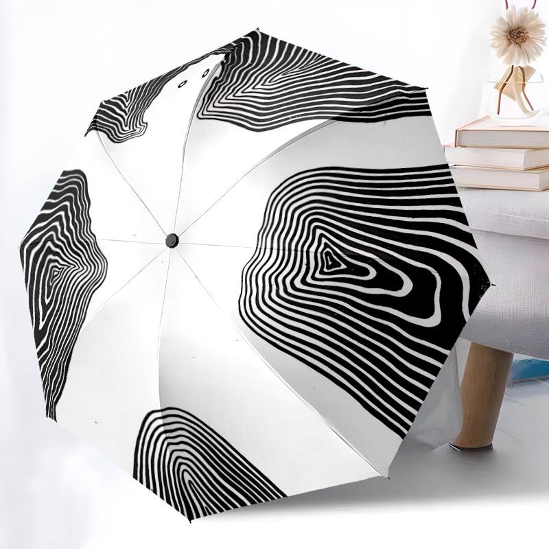 1pc Abstract Patterns Automatic Folding Umbrella with 8-Rib Windproof Design, Portable Foldable Sunshade Umbrella For Halloween 052