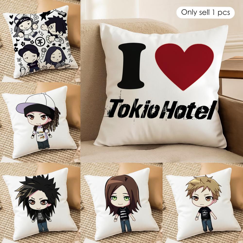 Happy Adults Toys Unisex Rock T-Tokio Hotel Tom Kaulitz Cushion Cover Silky Short Plush Invisible Zipper Dustproof Sofa Pillow Case For Home Decor