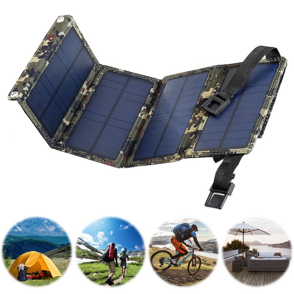 20W 5V Folding Solar Panel Portable Battery Phone Charger Foldable Mobile Power Bank Charger for Outdoor Hiking Emergency Power