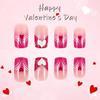 Valentine's Day Press On Nail Colorful Heart Designs Glossy False Nail Romance Acrylic Square Nail for Women 24pcs