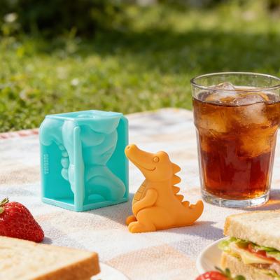 Yousheng 1/2Pcs Ice Cube Tray Cartoon Crocodile Shape Silicone Mold Food-Grade Jelly Chocolate Mold Easy Demould Handmade Soap Mold