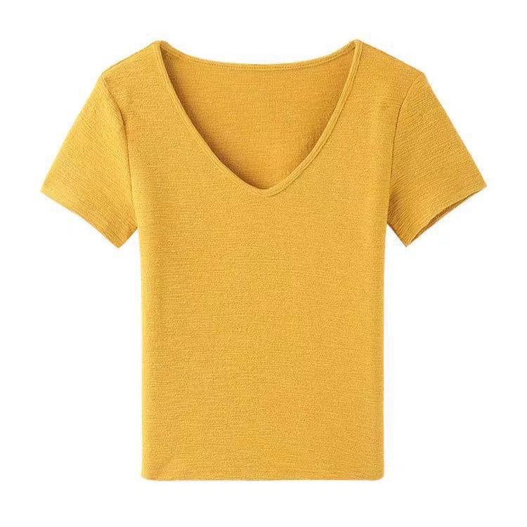 Jane Manni Women's Slim V-Neck Short-Sleeve Summer T-Shirt - Versatile & Hot Girl Style