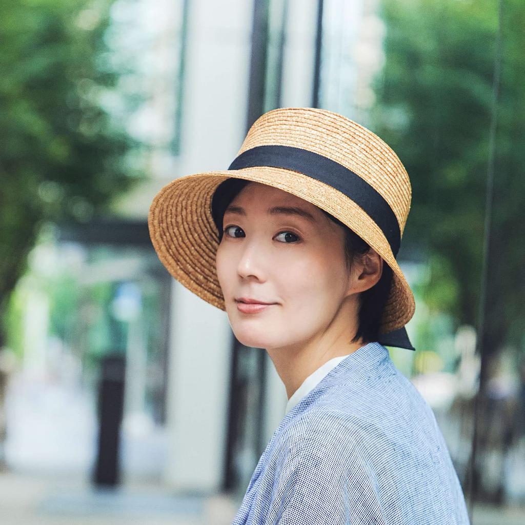 Alice Pork Pie Shaped Actress Hat Straw Hat Pork Pie Straw Hat Wide Brim Women Ladies Casual Made in (Tanaka Hat) 57.5cm (Hat Japan) UK-H068 (Natural)
