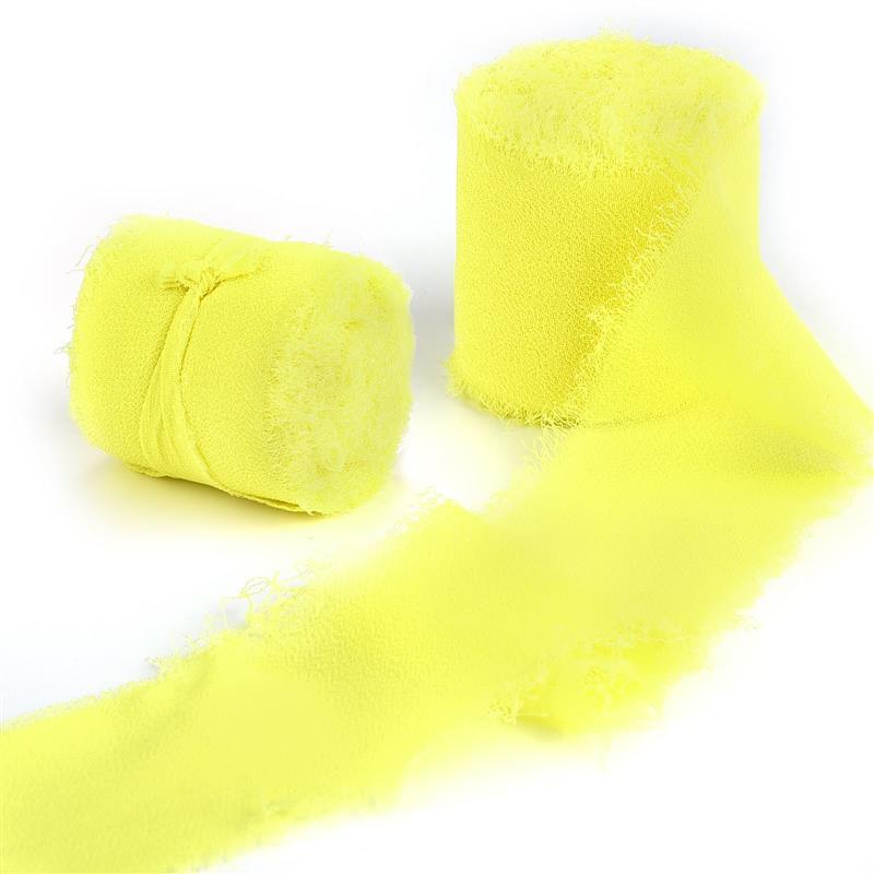 5M Handgefertigtes Ausgefranstes Satin Chiffon Seidenband Für Hochzeitseinladung Verpackung Sträuße Geburtstagsfeier Dekorationen Geschenke