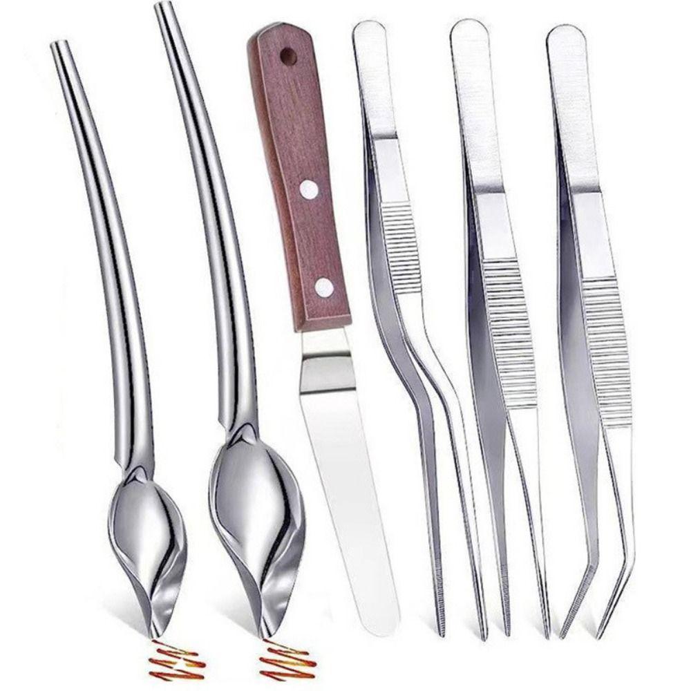 6/12Pcs Dessert Tools Plating Drizzle Spoons Drawing Spoons Kitchen Tongs Set  for Plates Decorating
