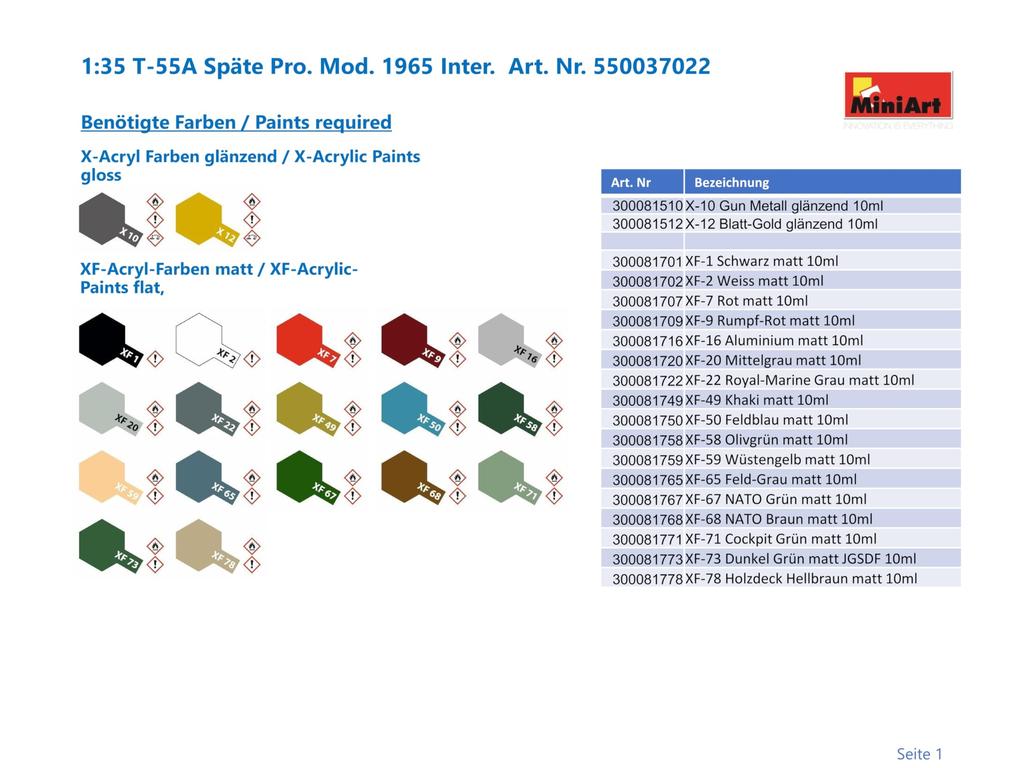 MiniArt Scale Soviet Late Model 1965 Interior Reproduction Plastic Model Kit MA37022 1/35 T-55A