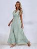 V-Ausschnitt Bedrucktes Kleid Taillenbetont Langer Rock mit Rüschenkante Elegantes Kleid für Damen Ärmellos Lockere Kleider Freizeitkleid