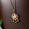 Elegant S925 Sterling Silver Opal Ruyi Peace Lock Necklace - High-End Chinese Style Pendant for Women