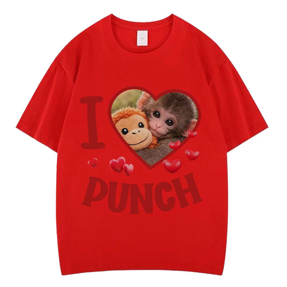 I Love Punch Shirt Punch The Baby Monkey Graphic TShirt Men Women Loose Casual Cotton Tshirt Shortsleeved Highquality Tshirt S