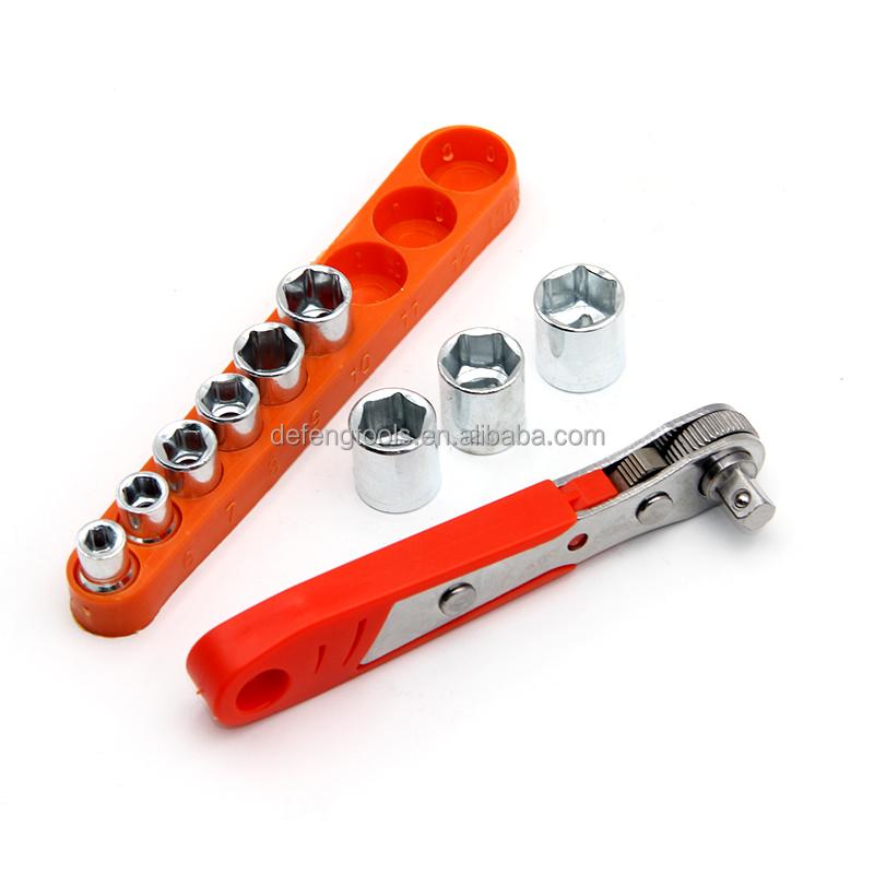 Bi Directional Ratchet square Head Socket Wrench Mini 36 Tooth Forward Reverse Screwdriver Maintenance Tool Right Angle Turner (orange,1pc wrench&plating&socket wrench) оранжевый